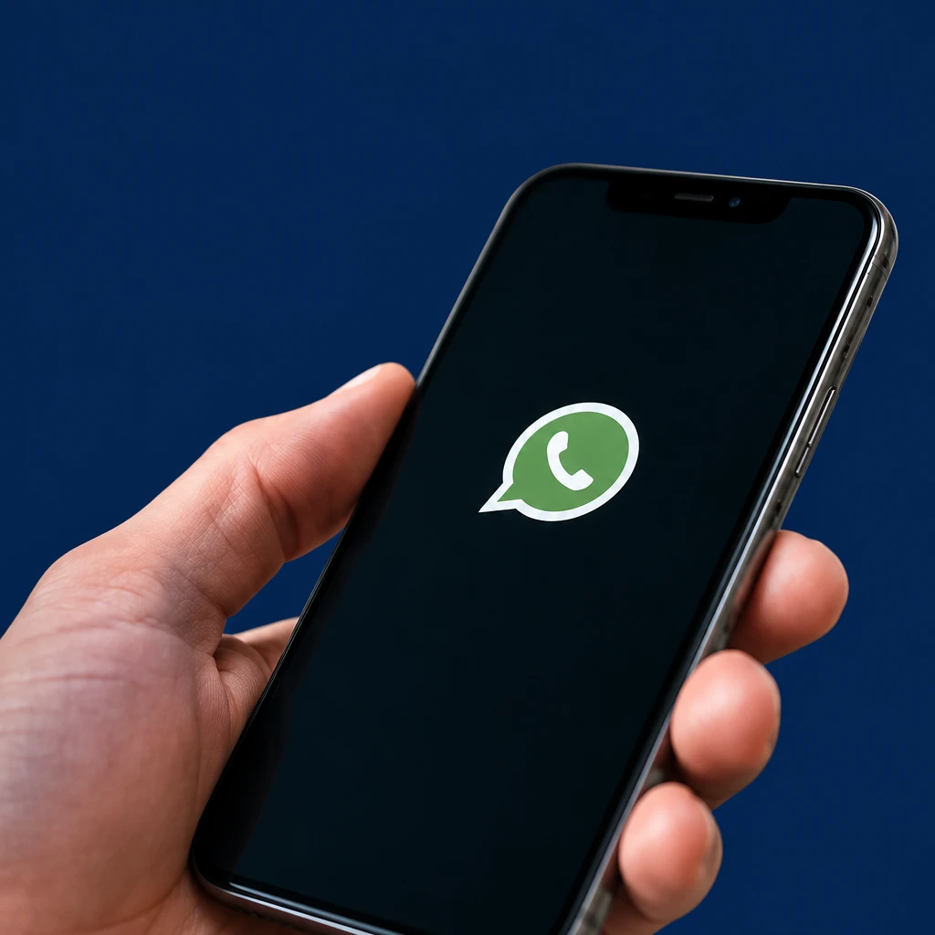 Hand met smartphone waarop een chatbericht binnenkomt